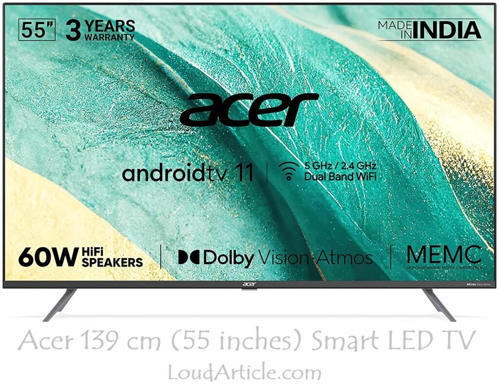 Acer 139 cm (55 inches) Smart LED TV is in Top 5 best TV under 50000 in india