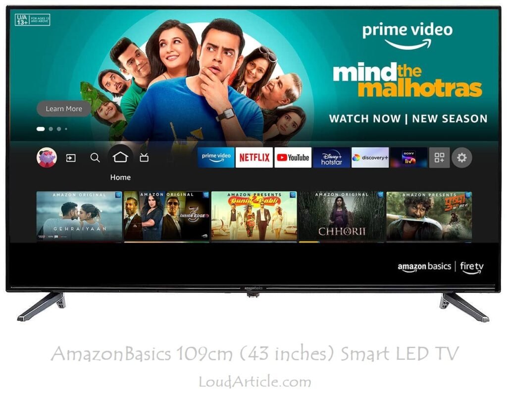 AmazonBasics 109cm (43 inches) Smart LED TV is in Top 5 best TV under 30000 in india